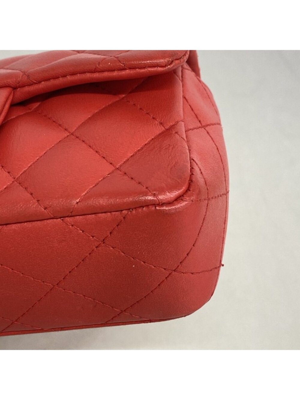 Chanel Shoulder Bag Mini Quilted Lambskin Red Silver - Picture 6 of 9